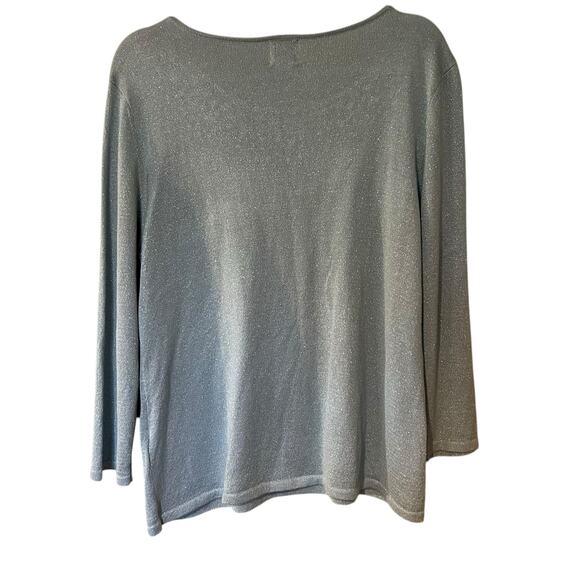 Ruby Rd. Sweater Top NWT Aqua Sparkling Metallic Rhinestones SZ XL Holidays Boho - Picture 6 of 8